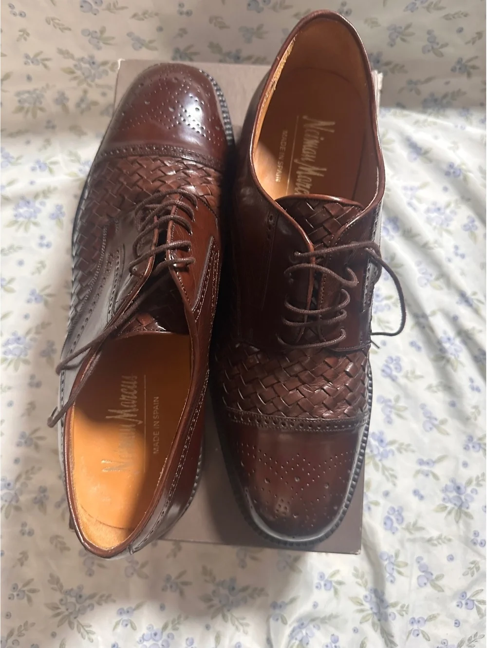 Neiman Marcus Men's Brown Leather Woven Dress Shoes Size 10M